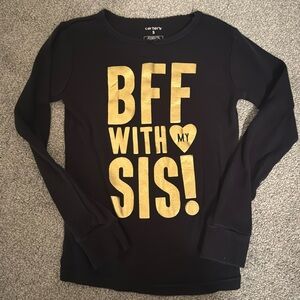 BFF with my sis- Carters Black long Sleeve Pajama Top. Size 5